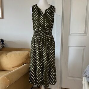 J.Jill Polka Dot Sleeveless Green Dress